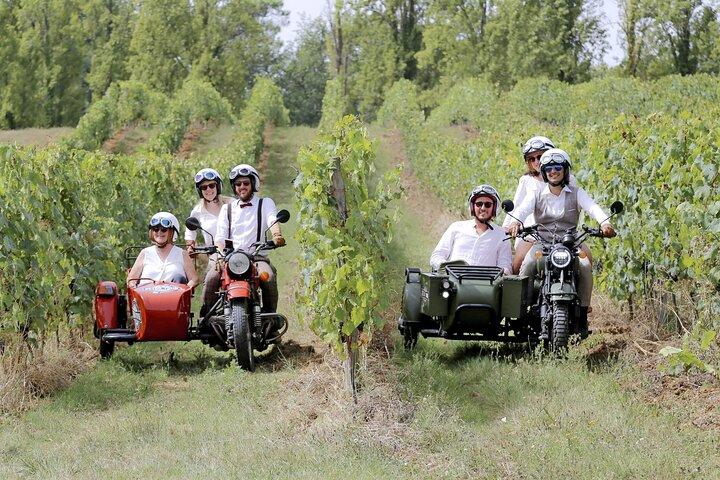 Le Médoc en side-car, magique!