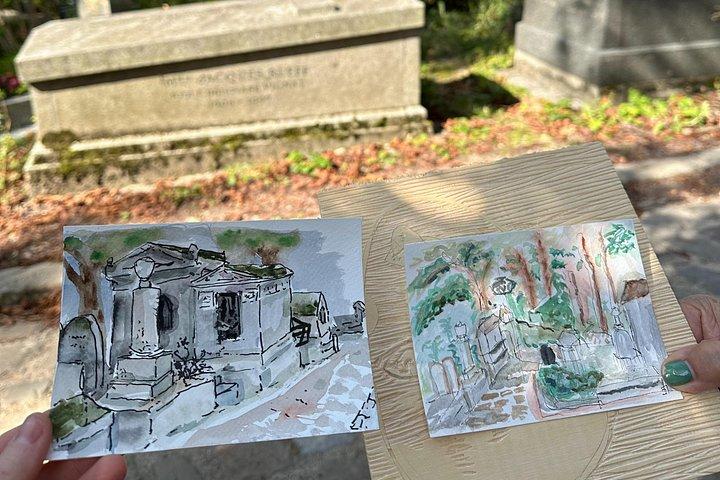 Cimetière du Père Lachaise Art: Atelier Carte Postale Aquarelle à Paris