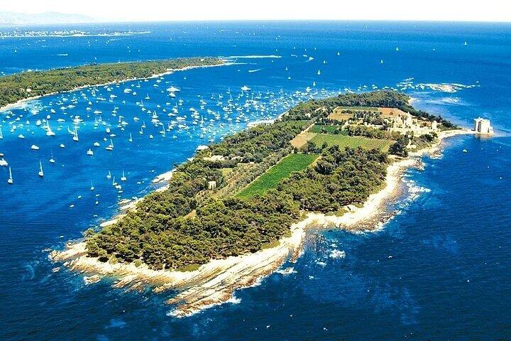 Excursion en bateau privé à Saint-Raphaël à la découverte d'une île française emblématique
