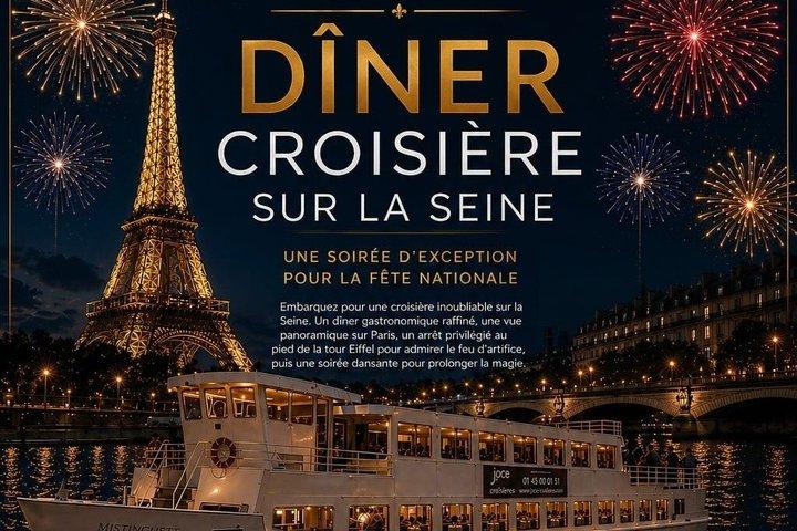 Diner croisière, feu d'artifice de la Tour Eiffel et musique live